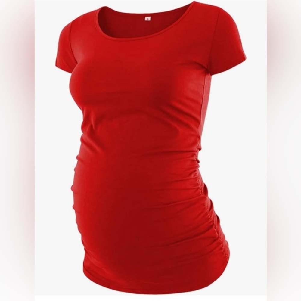 Red Maternity T-shirt SET OF 2 Size 18, XXL, NWT, Target Employee, Ruched Sides